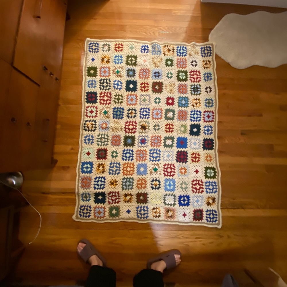 Vintage 1970s crochet blanket